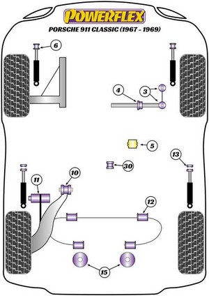 Powerflex Rear Trailing Arm Support Plate Bush (PFR57-409) for Porsche 911 Classic (1967-1969) #4