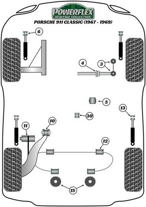 Powerflex Rear Trailing Arm Support Plate Bush (PFR57-409) for Porsche 911 Classic (1967-1969) #5