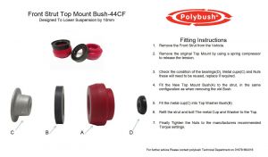 Polybush Front Strut Top Mount Kit VW Lupo 1998 to 2005 #3