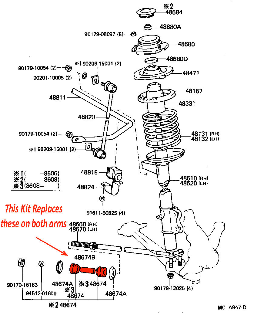lowering springs, suspension Superflex Bushes Toyota MR2 MKI AW11 84